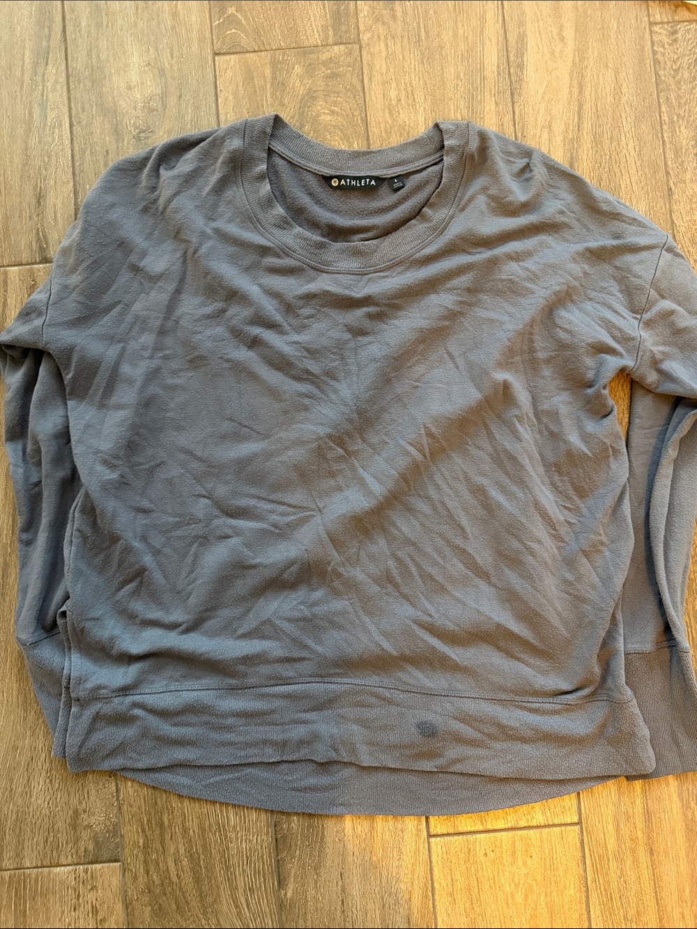 Athleta Charcoal Gray Long-Sleeve Crewneck Sweatshirt